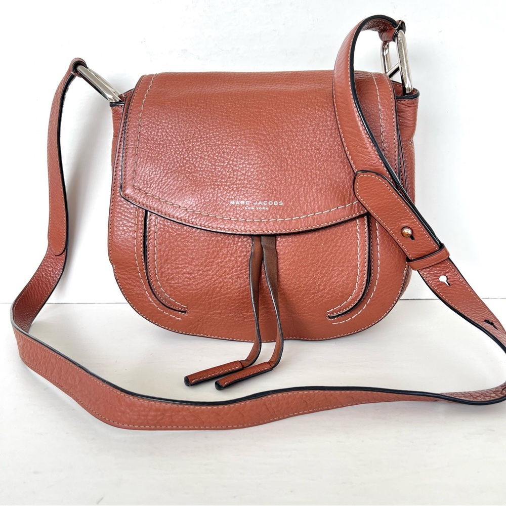 ♦️SOLD♦️MARC JACOBS Maverick Pebble Leather Flap w Suede Ties Saddle Shoulder - Picture 16 of 16